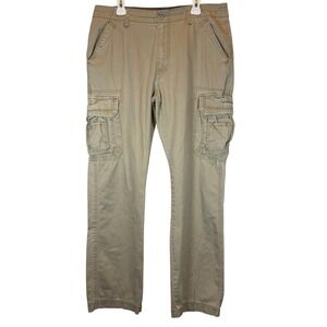 UNIONBAY Khaki Cargo Pants Relaxed Fit Straight Leg Men's Size 36x34 100% Cotton